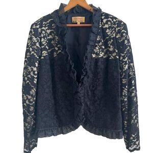 Vintage Bergamo Lace Ruffled Jacket 18 Black